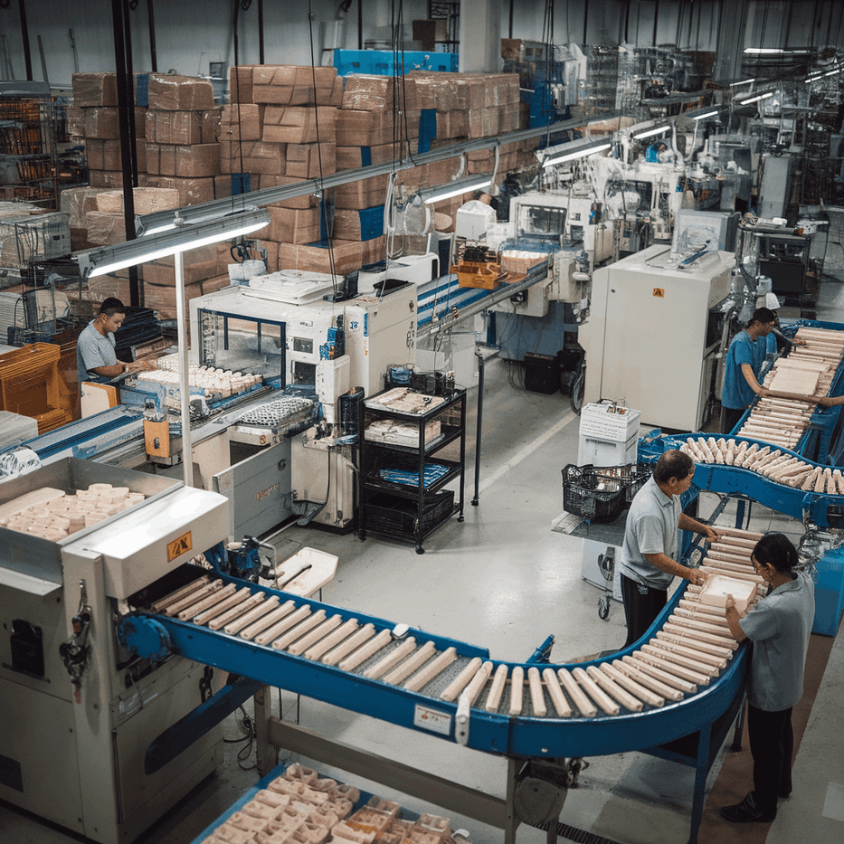 Factory floor with clean assembly lines