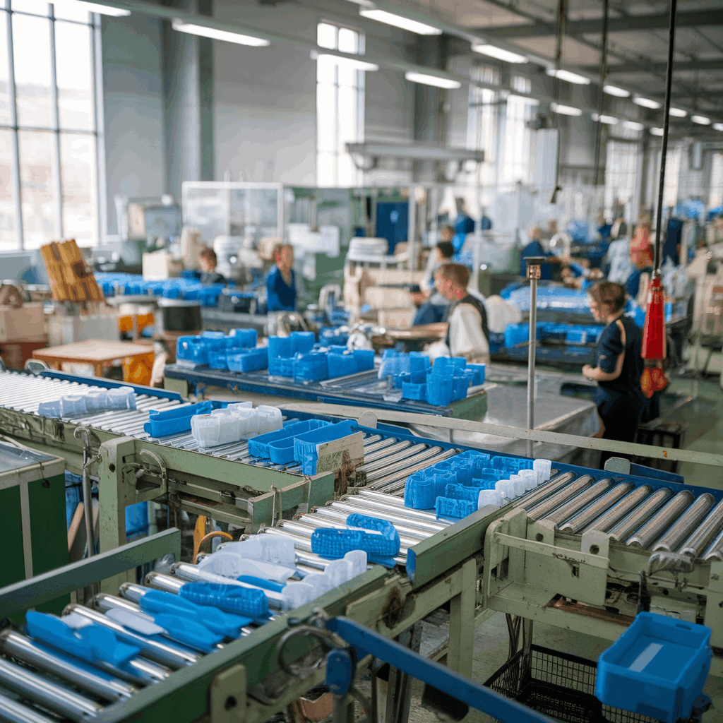 Close-up of moulding cell with automation